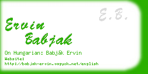ervin babjak business card